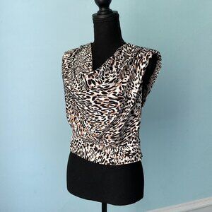 Cheetah Print Blouse with Shoulder Pads
